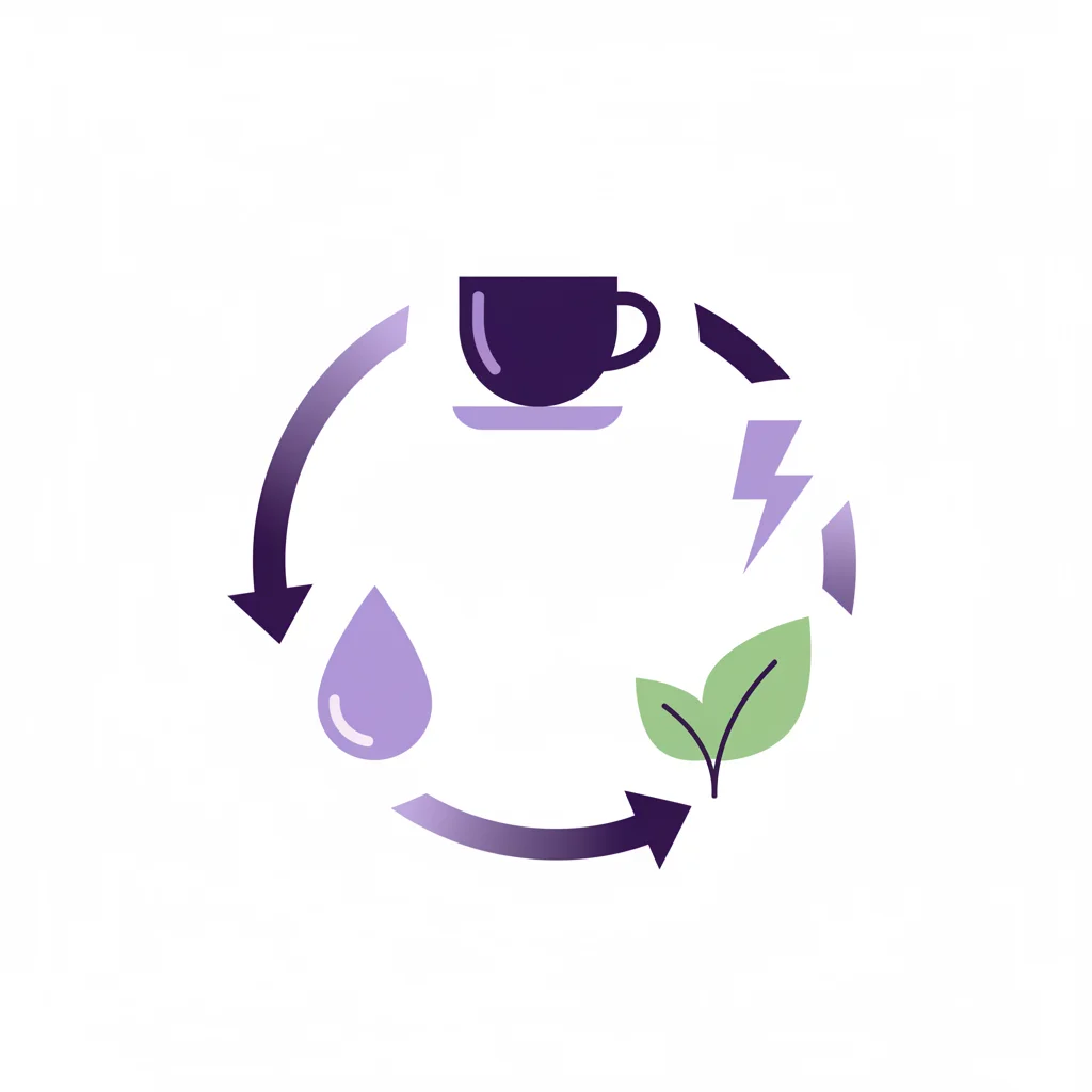 Infografik Stoffwechsel-Kreislauf - Kaffee, Energie, natürliche Extrakte, Hydration